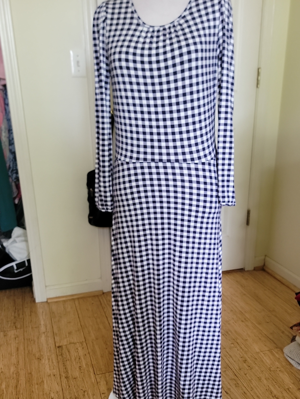 Black & White Gingham Maxi Skirt - Women's Long Skirt